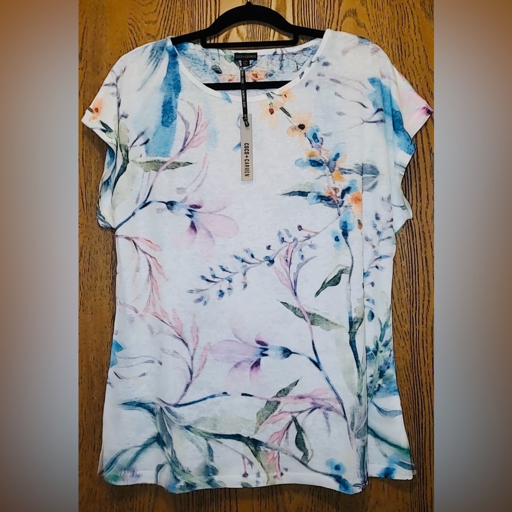 NWT Coco + Carmen 3D Floral Print Top - Sz: L/XL